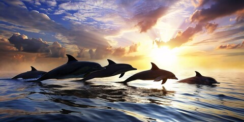 cute dolphins freestanding and transparent background
