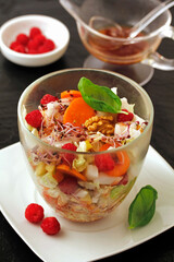 Chinese cabbage salad with raspberries.