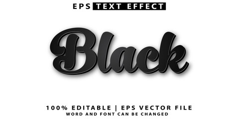 Black text effect editable style text effect