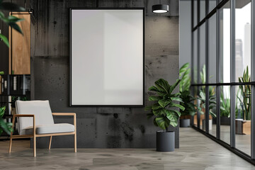 A blank frame on a wall in a modern office