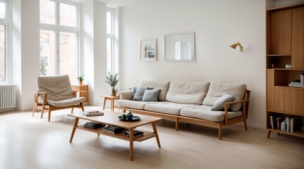 Minimalist Living Space Stylish Modern Decor Large Windows 