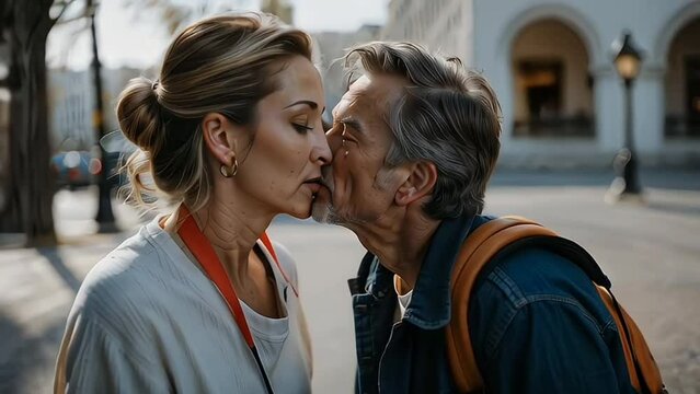 Wealthy Old man kissing a beautiful attractive stylish young woman, international kissing day, AI Generative