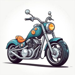 Cute Cartoon Motorbike, Vector illustration on a white background. ai generative..