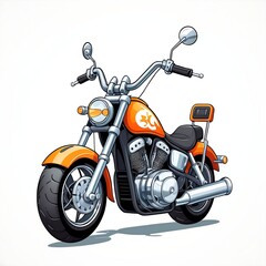 Cute Cartoon Motorbike, Vector illustration on a white background. ai generative..