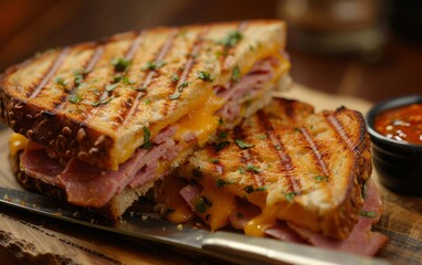 Grilled Turkey Sandwich and Side Dipping Sauce