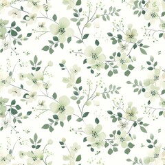A seamless pattern featuring soft floral blooms and lush foliage, infusing spaces with a touch of nature's serenity.