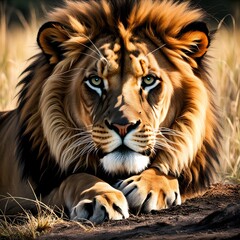 Naklejka premium Majestic wildlife portraits capturing the grace and power of lions, tigers, and other big cats.