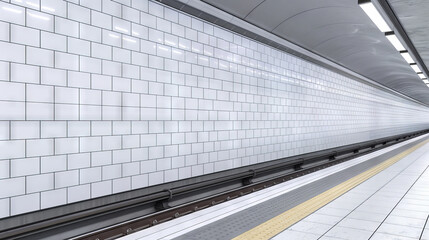 white subway tile wall with  empty space