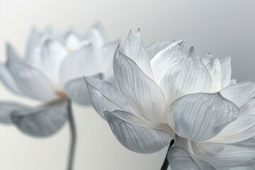 Beautiful paper Capillary Effect lotus flower on a grey background for design or wedding, event background
