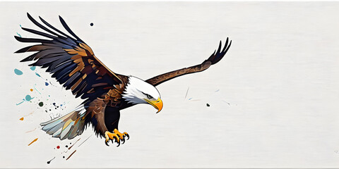 Painting canvas eagle zoo animal feather wild