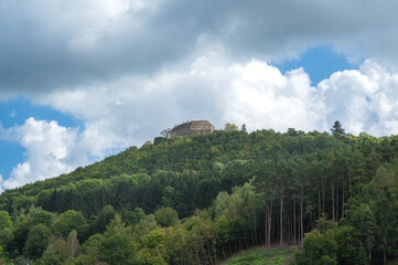 Fototapeta na wymiar ancient castle on a mountain in Bernstein in Austria. 