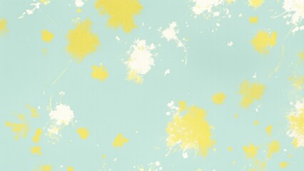 Fototapeta na wymiar Yellow Teal Gold and White Hazy paint splatter pastel background