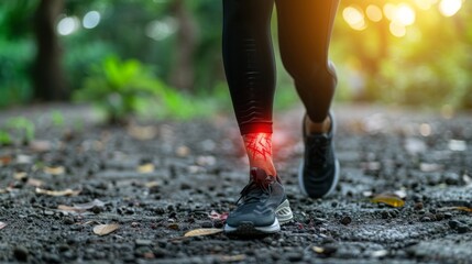Runner halted by sharp knee pain, depicting the immediate impact of injury during exercise, AI Generative - obrazy, fototapety, plakaty