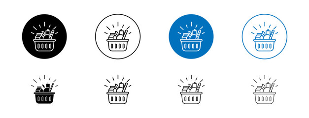 Grocery Shopping Line Icon Set. Fresh Picks symbol in black and blue color. - obrazy, fototapety, plakaty