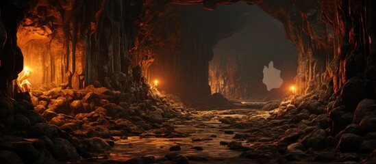 Cave rock walls scene view. Gotland cave - obrazy, fototapety, plakaty