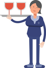 Doctor Character Serving Wine Illustration
