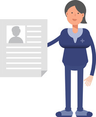 Doctor Character Holding Job Application Document
