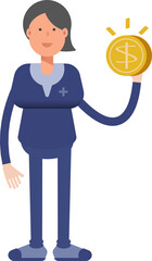 Doctor Character Holding Dollar Coin
