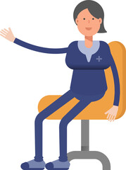 Doctor Character Sitting on Office Chair
