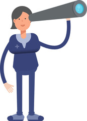 Doctor Character Using Binoculars
