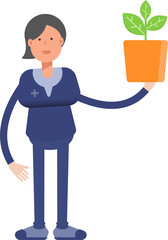 Doctor Character Holding Plant Pot
