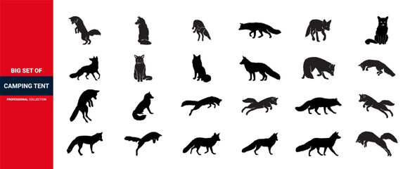 Cute cartoon fox set. fox icons, animal, fox, willd animal, fox icons of set.