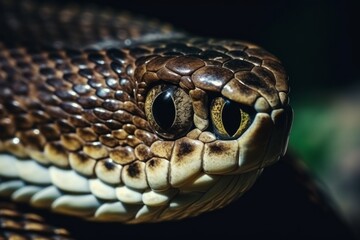 Fototapeta premium Colorful snake python cobra viper forest hiding waiting for prey rainforest jungle untouched nature predator venomous venom dangerous wildlife poisonous animal skin tail creepy african exotic species