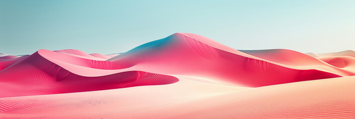 pink sand dunes in the desert on blue sky background, appropriate for travel magazines, blog headers, website backgrounds, or desert themed contras designs.banner