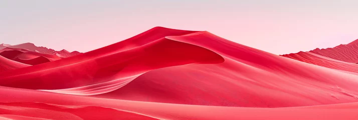 Foto op Plexiglas red sand dunes in the desert on blue sky background, appropriate for travel magazines, blog headers, website backgrounds, or desert themed contras designs.banner © Planetz