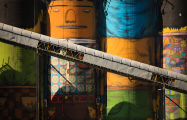 colored silos with a conveyor belt in Vancouver