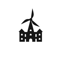 Windmill icon design template vector isolated. Fan icon. Mill icon. Windmill vector icon, turbine symbol. Mill flat sign design. Wind energy icon design. Turbine icon - Wind generator icon.