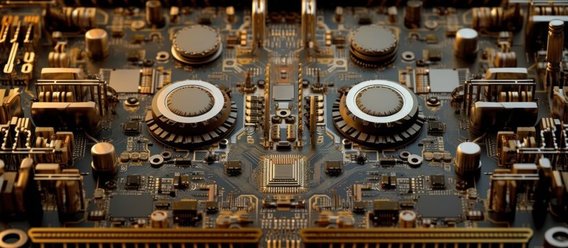 computer circuits and old machines cogs with old technology and new uses