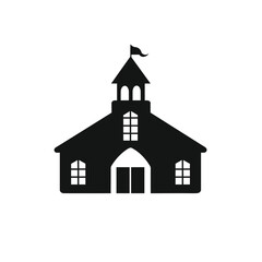Church icon. Church building religion architecture. Christianity logo. Religious establishment with cross on roof. Church icon vector illustration template. Church vector icon. Christian symbol.