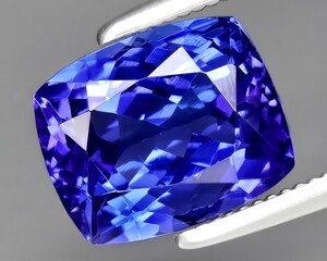 natural violet blue tanzanite gem on the background