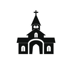 Isolated religion building symbol. Simple Sihouette Church Vector EPS 10. Religion illustration sign. Abstract cute church. Church icon. Orthodox church building vector. Church vector outline icon.
