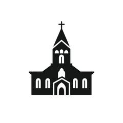 Church building religion architecture. Three church vector silhouettes logo. Brick church icon. Church icon,vector best flat icon. Vector Illustration.