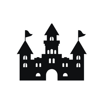 Castle and gate icon vector illustration. Medieval castle, kingdom, beach. Sand castles concept. Vector illustration. Castle icon vector illustration. Castle logo , simple and clean.