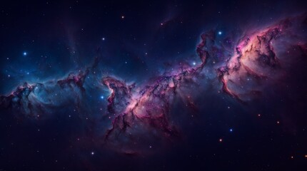 Celestial nebula tapestry gleams in blue and pink in a cosmic display  - obrazy, fototapety, plakaty