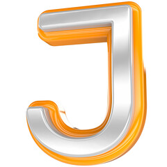 Font J Gold With White 3D Render