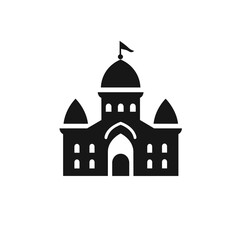 Simple flat vector illustration. Pixel perfect vector graphics. Outline style. Castle icon. Castle flat icon. Attraction castle icon. A line vector icon of historical building castle.