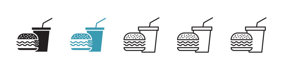 Snack and Beverage Vector Icon Set. Quick Savor vector symbol for UI design.