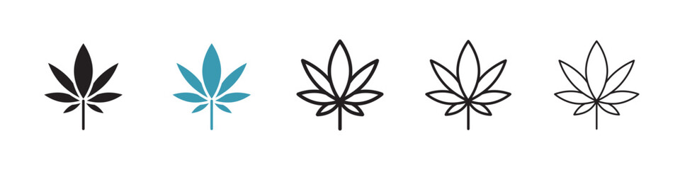 Cannabis Leaf Vector Icon Set. Herbaceous Feature vector symbol for UI design. - obrazy, fototapety, plakaty