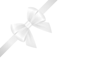 White Ribbon Bow. Vector Illustration Isolated on White Background. 