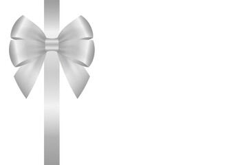 Silver Ribbon Bow. Vector Illustration Isolated on White Background. 