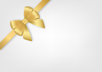 Golden Ribbon Bow. Vector Illustration Isolated on White Background. 