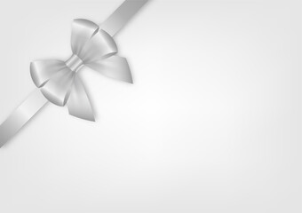 Silver Ribbon Bow. Vector Illustration Isolated on White Background. 