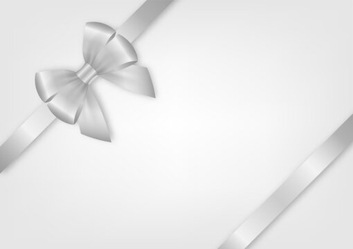 Silver Ribbon Bow. Vector Illustration Isolated on White Background. 