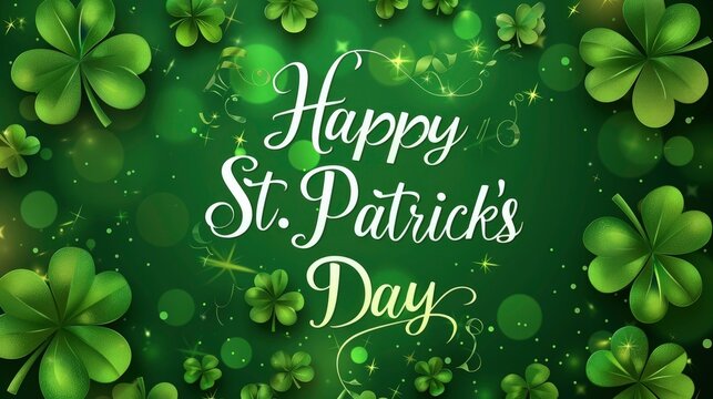 hand lettering of Happy St. Patrick's day. Greeting card background. saint patrick's day calligraphy with copy space