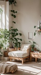 Cozy plant-filled area with earthy design elements 