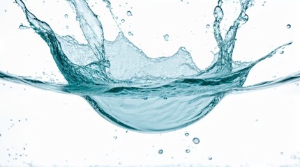 Crystal clear water splashing and creating dynamic droplets above a calm surface 